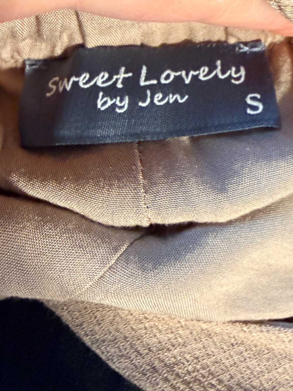 Sweet Lovely by Jen Taupe Textured Wide Leg Jumpsuit Tie Back Small NWOT - Picture 3 of 9